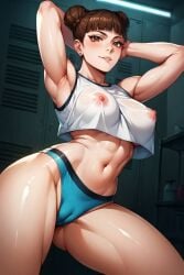 1girls adoptable-ai ai_generated armpits arms_behind_head arms_up bangs blunt_bangs blush bodily_fluids boruto:_naruto_next_generations breast_focus breasts breasts_bigger_than_head brown_hair busty cameltoe cleavage cowboy_shot double_bun earrings female from_above front_view gym_uniform hair_bun hair_buns locker_room looking_at_viewer male mature mature_female milf muscular muscular_female naruto naruto_(series) no_bra no_bra_under_clothes oppai pasties pinup puffy_nipples sagging_breasts see-through see-through_clothing tenten thick_thighs thighs twin_buns upper_body upper_body_focus viewed_from_above visible_nipples voluptuous voluptuous_female wet wet_body wet_shirt wet_skin workout_clothes