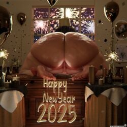 1boy 1girls 3d big_ass cellulite elevenendless fat_ass happy_new_year huge_ass larger_female pawg size_difference smaller_male thick_ass