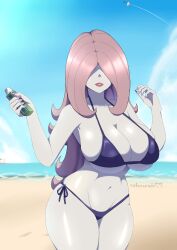 artist_request bikini large_breasts little_witch_academia milf mrs._manbavaran pale_skin purple_hair tagme witch