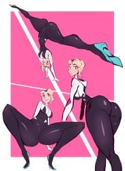 ass ass_focus blonde_hair collage drupeneassot leggings spider-gwen spider-man:_into_the_spider-verse splits