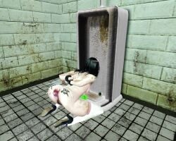 3d ahe_gao bodily_fluids bound human_toilet licking_toilet pig_tail_buttplug toilet toilet_licking toilet_slave toilet_use tongue_out urinal urinal_use