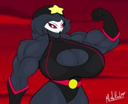 1girls animated anthro biceps big_breasts breasts busty cleavage clothing demon demon_girl female female_only flexing flexing_bicep helluva_boss huge_breasts large_breasts looking_at_viewer mrmelted muscular muscular_female no_sound octavia_(helluva_boss) red_eyes smile superheroine thick_thighs video wide_hips