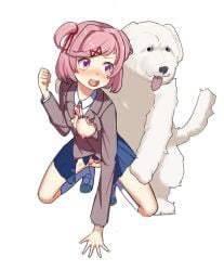 1girls beastiality blush blush_lines canine canine_on_human cum cum_leaking cum_leaking_out_of_pussy doki_doki_literature_club exposed_breast exposed_crotch female feral_on_female feral_on_human hairclip human meru-chan natsuki_(doki_doki_literature_club) open_mouth pink_eyes pink_hair pink_panties rape ribbons ripped_bra ripped_clothing ripped_jacket ripped_panties ripped_shirt ripped_skirt school_girl school_uniform schoolgirl_uniform torn_bra torn_clothes torn_clothing torn_jacket torn_panties torn_shirt torn_skirt white_dog zoophilia