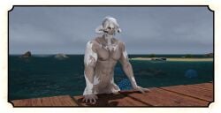 au_ra beach big_cock big_penis final_fantasy_xiv male muscular_male roleplay_character solo_male