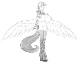 2017 anthro anthrofied big_breasts breasts clothing cutie_mark equine feathered_wings feathers female friendship_is_magic hair hi_res huge_breasts inky_rose_(mlp) legwear mammal my_little_pony nipples pegasus pussy reiduran solo wings