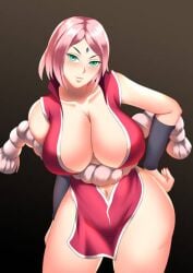 1girls 2020 alternate_breast_size bare_shoulders big_breasts blush boruto:_naruto_next_generations breasts cleavage cosplay curvy_body curvy_female curvy_figure eyebrows eyelashes fatal_fury female female_only fully_clothed green_eyes hadant hair hand_on_hip haryu_(artist) haryudanto huge_breasts human hypnosis king_of_fighters kunoichi large_breasts looking_at_viewer mai_shiranui_(cosplay) medium_hair milf mind_control nail_polish naruto navel no_bra no_panties pink_hair red_nail_polish red_nails sakura_haruno shiny shiny_skin solo thick_thighs