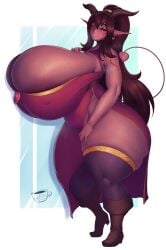 bbw coffeeslice curvy_female demon gigantic_breasts huge_ass red_eyes red_skin succubus succubus_horns succubus_tail