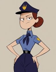 ai_generated cartoon_network clothed female female_only fhfif_cop foster's_home_for_imaginary_friends fully_clothed hands_on_hips looking_at_viewer officer_jones solo