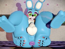 1boy 3d animatronic ass balls black_eyebrows buckteeth cotton_tail femboy five_nights_at_freddy's five_nights_at_freddy's_2 furry gay green_eyes humanoid_genitalia humanoid_penis male nude penis rabbit scottgames source_filmmaker toy_bonnie_(fnaf) white_tail