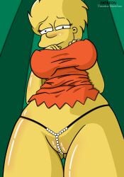 2d clothed female female lisa_simpson pussy pussy_peek selfie sexy_pose the_simpsons thong thong_panties toonius_sketchus