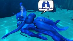 3d big_breasts drowning friendship_is_magic my_little_pony princess_luna_(mlp) random1985 underwater