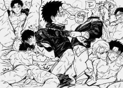 2boys anal_sex black_and_white black_hair black_hair_bottom blowjob chihiro_rokuhira creampie cum_in_ass cum_inside domination embrace fucked_from_behind fucked_senseless fucked_silly fully_nude gay gay_anal gay_domination gay_sex hakuri_sazanami half-dressed happy_sex jacket jacket_only kagurabachi katsutacle legs_up light_hair_on_dark_hair male_only muscular_male nervous_face nude pants_down penis_on_face pleasure_face precum precum_on_face saliva saliva_drip saliva_string saliva_trail scar scar_on_face shirt shirt_only size_difference steaming_body steamy_breath sweating triceratops twitch_lines twitching unzipped unzipped_jacket white_fur white_hair white_hair_on_black_hair white_hair_top yaoi