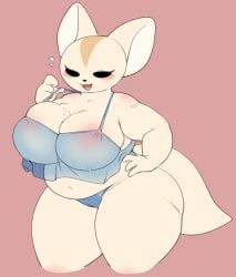1girls aggressive_retsuko aggretsuko big_breasts breasts camisole chubby chubby_female female female_only fenneko pururing sanrio solo tail thick_thighs underwear