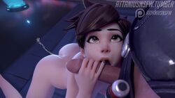 3d ass attanius brown_hair cum cumshot fellatio female handjob male open_mouth overwatch overwatch_2 reaper short_hair straight tracer