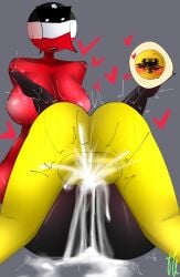 1boy 3girls 44waa29304 backsack black_skin countryhumans countryhumans_girl excessive_cum german_empire_(countryhumans) germany_(countryhumans) holy_roman_empire_(countryhumans) mating_press prussia_(countryhumans) red_skin tagme watching yellow_skin