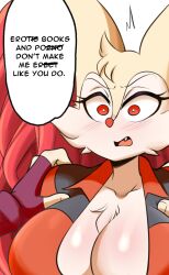 big_breasts braixen bray_(lucyfercomic) breasts cleavage dialogue female furry huge_breasts jpeg lucyfercomic nintendo pokémon_(species) pokemon pokemon_(species) shocked talking_to_viewer