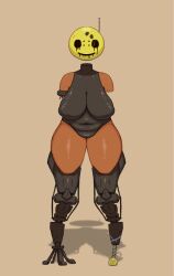 amputee big_breasts chubby female female_robot keelpowah no_arms plump robot robotic_legs tan_body thick_thighs