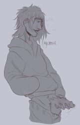 line_art long_hair loser male_masturbation male_only masturbation oc original_character precum_drip skinny solo_male tagme