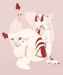 absurd_res anthro anus bovid caprine chimera dragon eye_markings felid female genitals goat hi_res horn humanoid mammal markings mythological_creature mythological_scalie mythology pantherine pussy scale_markings scales scalie solo wick_(wicust) xealacanth
