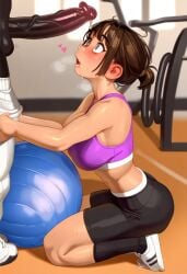 ai_generated ass athletic_wear background bangs big_ass big_breasts big_cock big_dick big_penis blush blushing_at_another blushing_at_partner blushing_female breasts brown_hair brown_hair_female cock cock_shock cock_worship dark-skinned_male dark_brown_hair dark_skin dick douki-chan_(yomu_(sgt_epper)) drool drool_on_face drool_string drooling fair-skinned_female fair_skin flat_belly flat_stomach ganbare_douki-chan gym gym_clothes gym_clothing gym_topwear hair hair_up interracial large_breasts large_cock large_dick light-skinned_female light_skin long_penis midriff midriff_showing midriff_top on_floor on_knees pale-skinned_female pale_skin pants pants_down pants_pull penis_awe ponytail pulling_down_pants shocked shocked_expression shocked_eyes shocked_face shocked_female shocked_look shoes sitting sitting_down sitting_on_floor sitting_on_ground submissive submissive_female suprised surprised_expression thin_waist tight_clothes tight_clothing tight_pants tight_shorts tights undressing undressing_another undressing_partner white_shoes wide_eyed