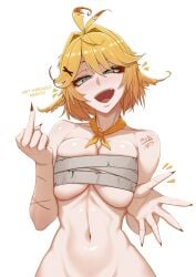 1girls blonde_hair blue_eyes breasts dokibird dokibird_(bounty_hunter) english_text fang fangs female female_only hires indie_virtual_youtuber light-skinned_female light_skin myth1c open_mouth solo text virtual_youtuber vtuber