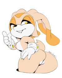 2017 anthro ass bedroom_eyes biting_lip cream_the_rabbit digital_media_(artwork) female half-closed_eyes inviting lagomorph mammal presenting presenting_hindquarters pussy rabbit seductive simple_background solo sonic_(series) white_background xylas