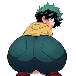 ai_generated big_ass big_butt blush deku huge_ass huge_butt izuku_midoriya looking_at_viewer looking_back my_hero_academia smesh_(artist) sweater yaoi