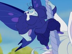 anthro balls bara big_balls big_bulge big_muscles big_penis bulge butterfly clothing davinciglen flaccid fully_clothed male male_only muscles muscular penis solo solo_male wings