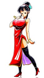 1girls area5169458561 big_penis bracelet bracelets breasts_bigger_than_head chichi dragon_ball dragon_ball_z evening_gown female fully_clothed high_heels thighhighs top_heavy traditional_media_(artwork)