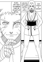 1boy 1girls bare_legs barefoot before_sex big_breasts black_and_white blush bottomless breasts busty comic drunk english_text female full_body half-dressed huge_breasts imminent_sex male mature mature_female milf monochrome naruto naruto:_the_last naruto_(series) naruto_shippuden naughty ninrubio offering offering_sex offering_to_viewer oppai partially_clothed smile speech_bubble story text translated tsunade uzumaki_naruto voluptuous voluptuous_female