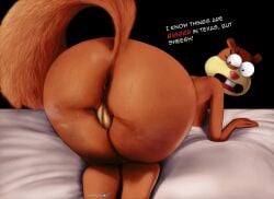 2025 all_fours anthro anus areola artbymadara ass bed bent_over big_butt black_background black_eyes bodily_fluids brown_body brown_fur buckteeth confusion eastern_grey_squirrel eyelashes female fluffy fluffy_tail fur furniture genital_fluids genitals grey_squirrel hi_res long_tail looking_at_butt looking_at_self looking_back mammal nickelodeon nipples nude_anthro pink_nipples pink_nose plump_labia presenting presenting_anus presenting_hindquarters presenting_pussy pussy rodent sandy_cheeks sciurid simple_background solo spongebob_squarepants steam sweat sweaty_anus sweaty_butt sweaty_genitalia tail teeth text thick_thighs tree_squirrel vaginal_fluids white_bedding
