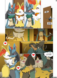 animal_genitalia animal_penis anthro balls braixen canine canine_penis comic do_not_disturb door duo erection female heart highres kissing knot lucario male male_penetrating mammal nintendo nude page_14 penetration penis pokemon pokemon_(species) promise_&_desire_(winick-lim) semi-anthro sex straight vaginal_penetration video_games winick-lim