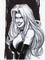 artist_name artist_signature coffin_comics death_(personification) evil_grin evil_smile huge_breasts lady_death looking_at_viewer scott_dalrymple seductive_look seductive_smile white_body white_hair white_skin