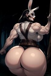 1girls ai_generated ass ass_focus big_ass big_butt breasts daidouji_(artist) daidoujipv dbd dead_by_daylight huntress_(dead_by_daylight) long_hair looking_back mask muscular_female solo thick_thighs thighs