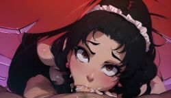 ai_generated black_hair blowjob blowjob_face deep_throat eldersound looking_at_partner oral oral_penetration oral_sex original original_character sucking sucking_penis throat_fuck yellow_eyes