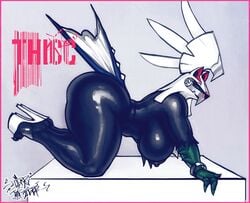 1girls 2017 all_fours anthro areolae ass breasts claws clothing digital_media_(artwork) feet female footwear furry hanging_breasts high_heels huge_ass huge_breasts looking_at_viewer naked_footwear naked_heels nintendo nipples nude platform_footwear platform_heels pokémon_(species) pokemon pokemon_sm shoes silvally simple_background sligarthetiger solo tail text thick_thighs video_games