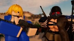 2girls 3d bloxmodeller fallout ncr_ranger_(fallout) roblox robloxian tagme vault_girl