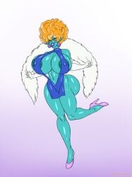 ass big_ass big_breasts big_butt blue_dress blue_skin breasts coat dragon_ball dragon_ball_z earrings heels high_heels orange_hair princess_snake red_eyes sun1sol