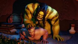 3d_animation animated czad0ra gay gay_sex hair_grab human human_male light-skinned_male light_skin male male/male male_only orc orc_(warcraft) orc_male video world_of_warcraft yaoi