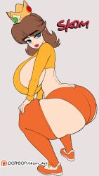 1girls alternate_ass_size alternate_body_type alternate_breast_size ass_bigger_than_head big_ass big_breasts bimbo female female_focus female_only huge_ass huge_breasts jpeg mario_(series) nintendo orange_shorts princess_daisy short_shorts sideboob skom_(artist) solo