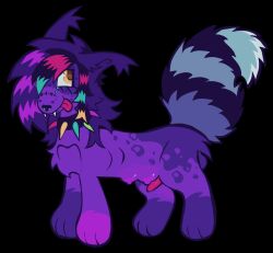 alternative_fashion canid canine feral feral_only freakfluff fur genitals hi_res male mammal penis purple_body purple_fur scene_(fashion) scene_haircut solo sparklefur