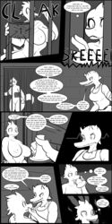 anthro aphrodisiac areola ass big_breasts big_butt breasts clothed clothing comic dialogue digital_media_(artwork) dungeon english_text female lagotrope lean_muscle lizardman muscular nipples nude pussy reptile scalie speech_bubble story_seeker text thick_thighs thought_bubble voluptuous