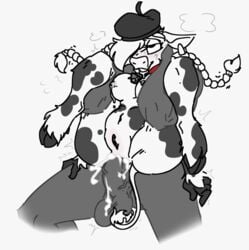 anal anal_sex anthro balls bell_collar beret blush bovine braided_hair breasts cattle collar cum cum_in_ass cum_inside dairy_air eyelashes faceless_male female full_nelson hair hat hijackerdraws hijackerdraws_(artist) lactation male male_penetrating mammal mascot nipples penetration penis sex straight sweat