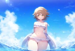 1boy ai_generated bikini blush danganronpa femboy fujisaki_chihiro green_eyes novelai solo swimwear