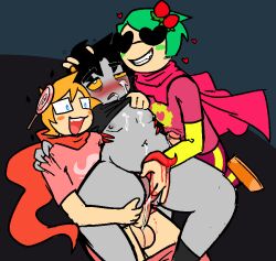 3boys alien anal_penetration anal_sex anus balls black_hair black_hair_male blonde blonde_hair blonde_hair_male chubby chubby_male colored_skin cuntboy cuntboy_sans_balls dave_strider drunk dubious_consent glasses gray_skin herm hermaphrodite homestuck homestuck_troll horn horns human intersex intoxicated john_egbert karkat_vantas male male_focus male_only maleherm multi_genitalia penis pussy short_hair short_hair_male strilalonder sunglasses tentabulge tentacle_penis trickster_mode trio trio_focus troll vaginal_fingering vaginal_penetration