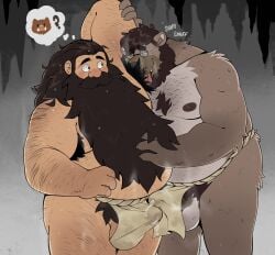 2boys absurdres arm_up armpit_hair armpit_hair_peek bara bear_boy beard big_belly black_nipples blush boar brown_fur bulge bulge_press bulges_touching chest_tuft colored_nipples cowboy_shot dungeon_meshi dwarf erection erection_under_clothes excessive_armpit_hair excessive_pubic_hair facial_hair fat fat_man fundoshi furrowed_brow furry furry_male furry_with_non-furry glasses hairy highres interspecies japanese_clothes knuckle_hair large_pectorals licking licking_armpit long_beard looking_at_another male_focus male_pubic_hair moustache multiple_boys nipples obese obese_male original overweight overweight_male pectorals pelvic_curtain penis precum precum_through_clothes pubic_hair second-party_source senshi_(dungeon_meshi) sideburns_stubble smelling_armpit sparse_ass_hair sparse_chest_hair sparse_navel_hair spazz_bear standing stubble sweat sweaty_armpits thick_arm_hair thick_leg_hair thick_mustache thought_bubble topless_male uncensored very_hairy very_long_beard very_sweaty yaoi ych_commission