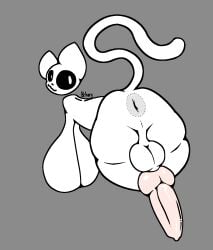 animal_genitalia animal_penis anus balls bent_over breasts canine_genitalia canine_penis digital_drawing_(artwork) digital_media_(artwork) felid feline genitals ghost hi_res looking_at_viewer looking_back mammal penis raised_tail rear_view sagging_breasts shay_the_bunny simple_background spirit tail white_body