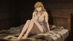 ai_generated anime_screencap anime_style areola areolae athletic_female bed bedroom big_boobs big_breasts big_tits blonde-haired_female blonde_female blonde_hair blonde_hair_female blue_eyes boobs breasts breasts_out collarbone doofusschlormpai feet female_focus female_only fit_female full_body icelandic indoors large_breasts legs light-skinned_female light_skin long_hair looking_at_viewer medieval messy_hair naked_female nipples nordic norse_woman nude_female pale-skinned_female pale_skin perfect_body reclining sexy shoulders sidelocks sitting_on_bed slim_female solo_female solo_focus stable_diffusion thick_thighs thighs tits tits_out viking_female vinland_saga voluptuous voluptuous_female ylva_(vinland_saga)
