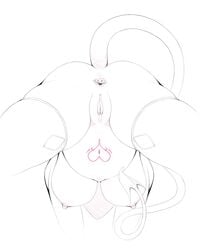 2017 anus ass breasts clitoris clothing demon female heart humanoid legwear monochrome navel nipples pregnant presenting presenting_hindquarters pussy rear_view simple_background sketch solo spade_tail stockings tattoo thigh_highs urw white_background