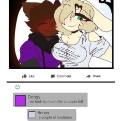 1boy1girl blush blushing breasts bunny bunny_(piggy) comment_section comments dog doggy_(piggy) friendzoned furry laurence_loll piggy_(game) roblox roblox_game selfie social_media tagme